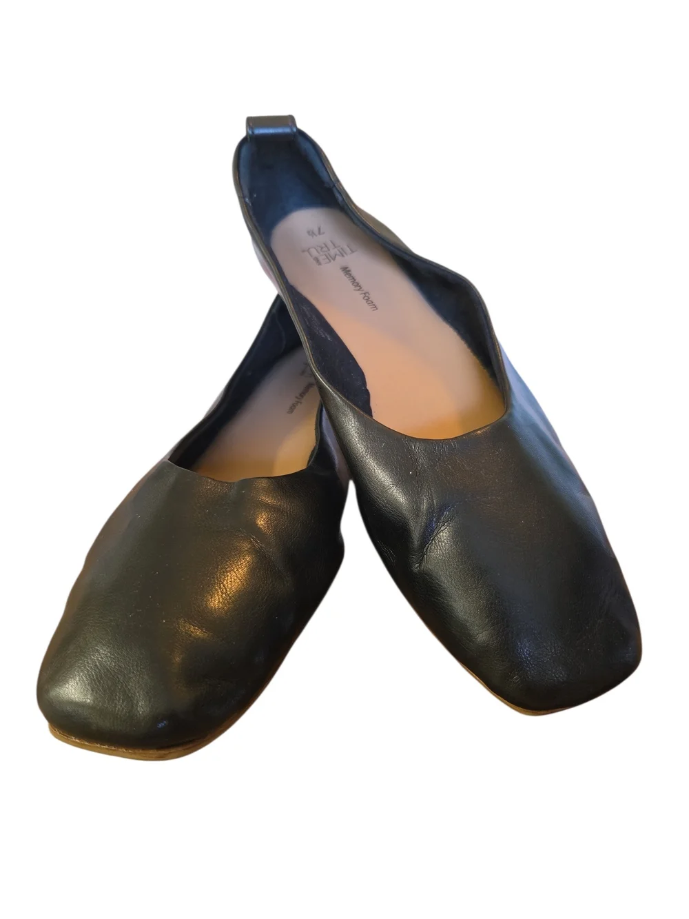 Time and Tru Black Square-Toe Ballet Flats
